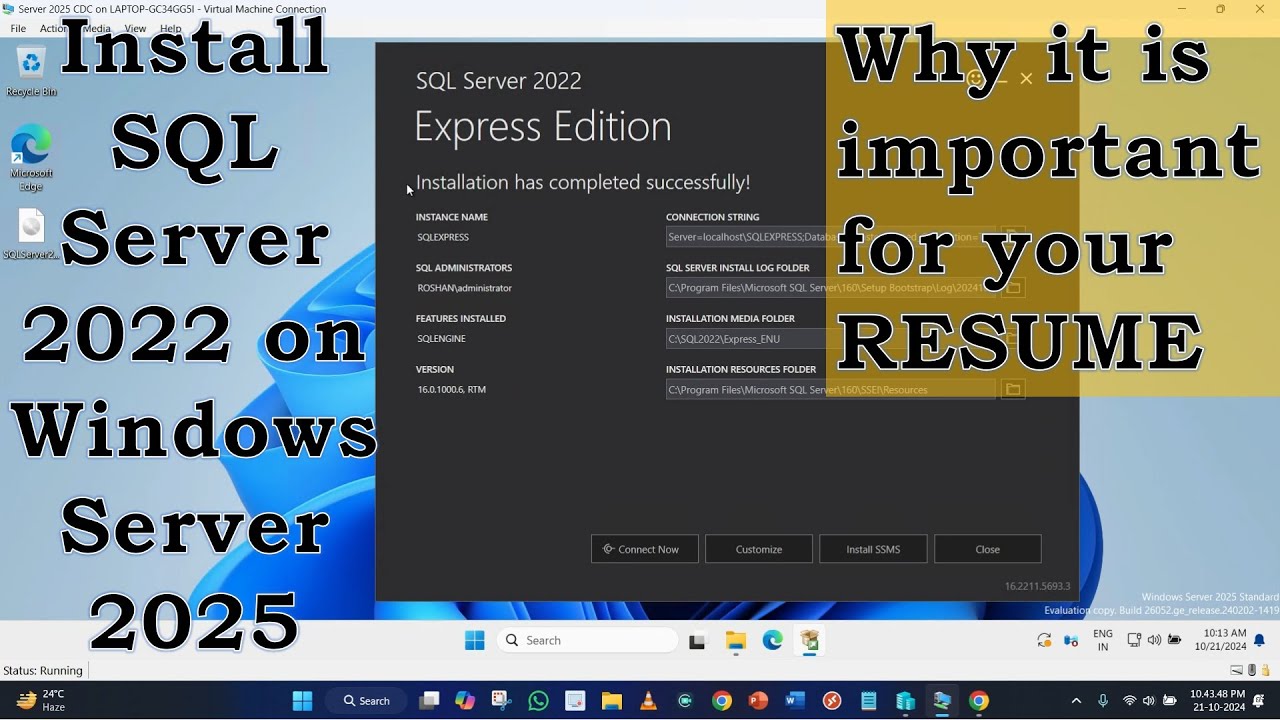 Install SQL Server 2022 on Windows Server 2025 | Learn how to create Database in SQL Server 2022
