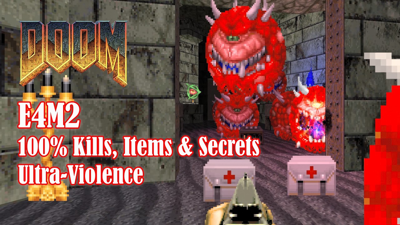 Doom E4M2 - This map is EVIL! [100%, Ultra-Violence, No commentary]