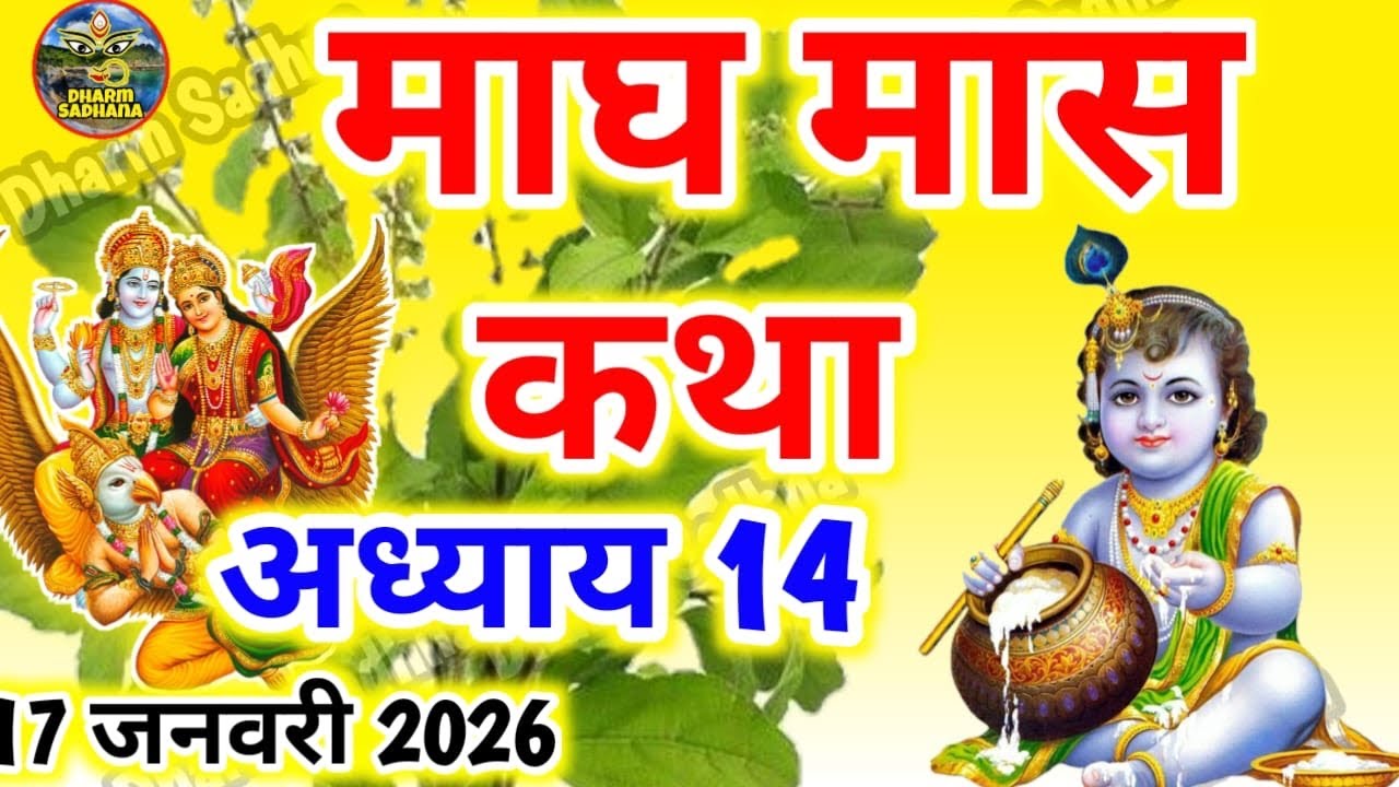 माघ मास कथा अध्याय  14 ॥Magh Mass Ki Katha Day 14 ॥Magh  Mass Mahatmya Adhyay 14॥Magh Mass Katha 14