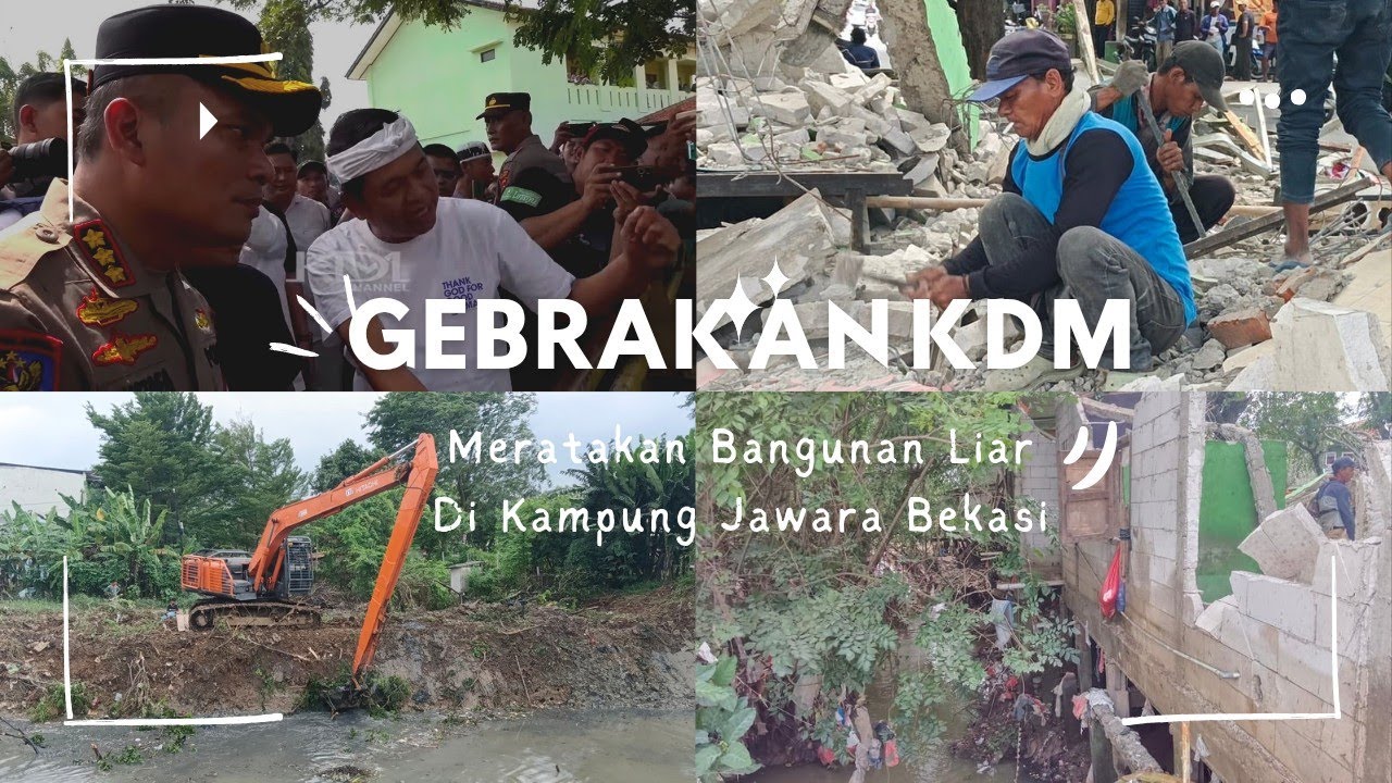 H-1 PEMBONGKARAN BANGUNAN LIAR KALI GABUS // KDM KERAHKAN ESKAVATOR