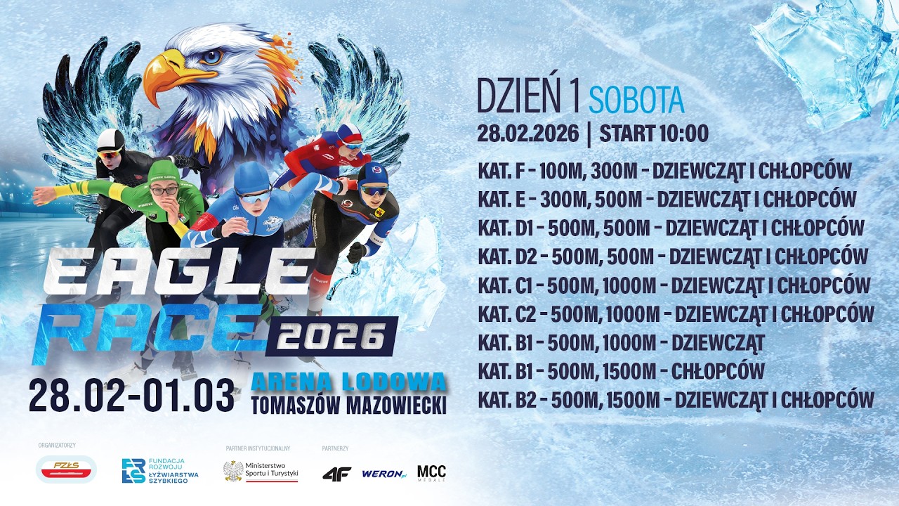 Eagle Race 2026 w łyżwiarstwie szybkim - Tomaszów Mazowiecki / LIVE / Dzień 1 [28.02.2026]