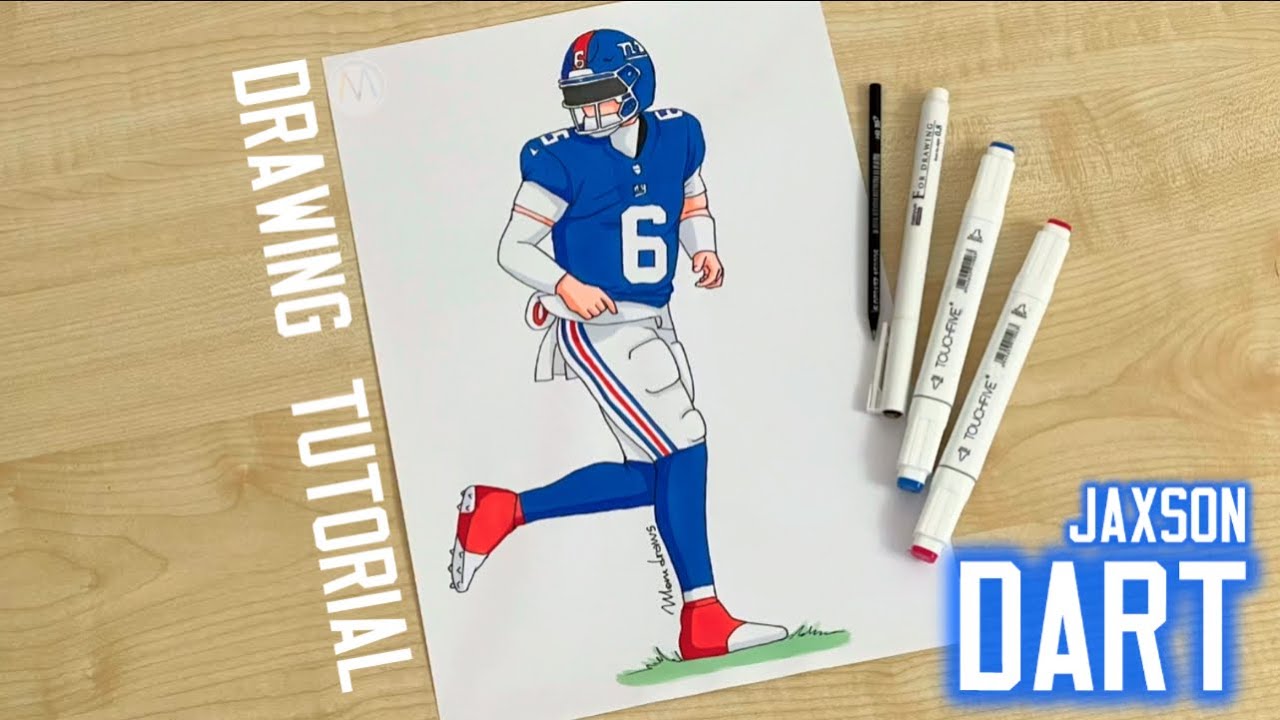 How to draw NFL players Jaxson Dart / How to draw Giants players