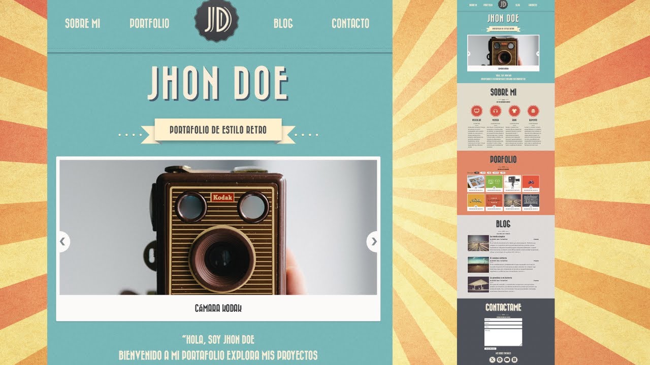 Cómo crear un PORTFOLIO WEB paso a paso - HTML - CSS - JS. Estilo Retro.