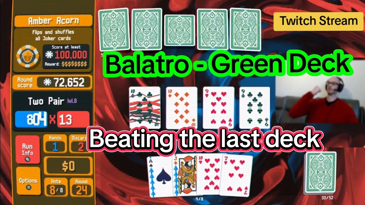 Balatro - Green Deck - Ante 10 - All Decks Beaten - Xbox Twitch Stream