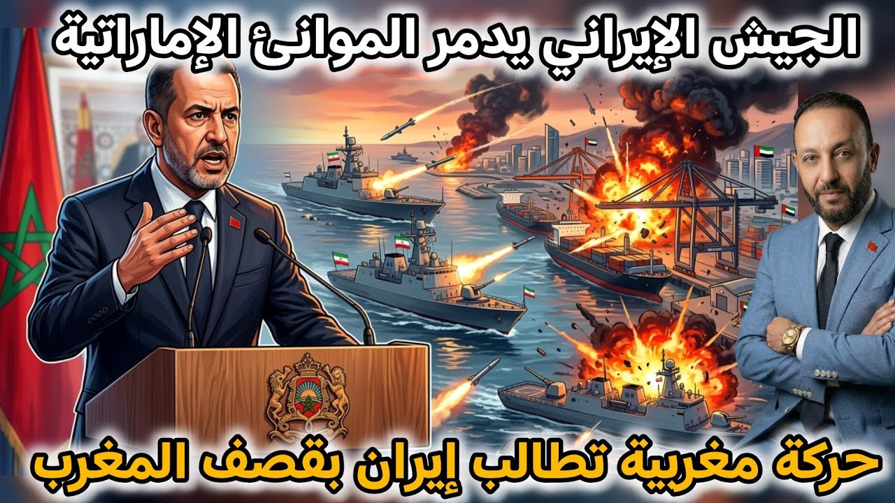 الجيش الإيراني يدمر الموانئ الإماراتية، وحركة مغربية تطالب إيران بقصف المغرب بعد التحالف مع فرنسا