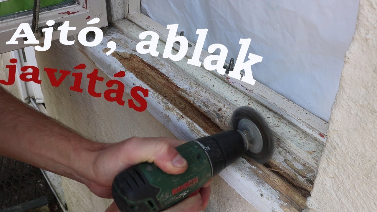 Elkorhadt ablakkeret javítása+fal festés.