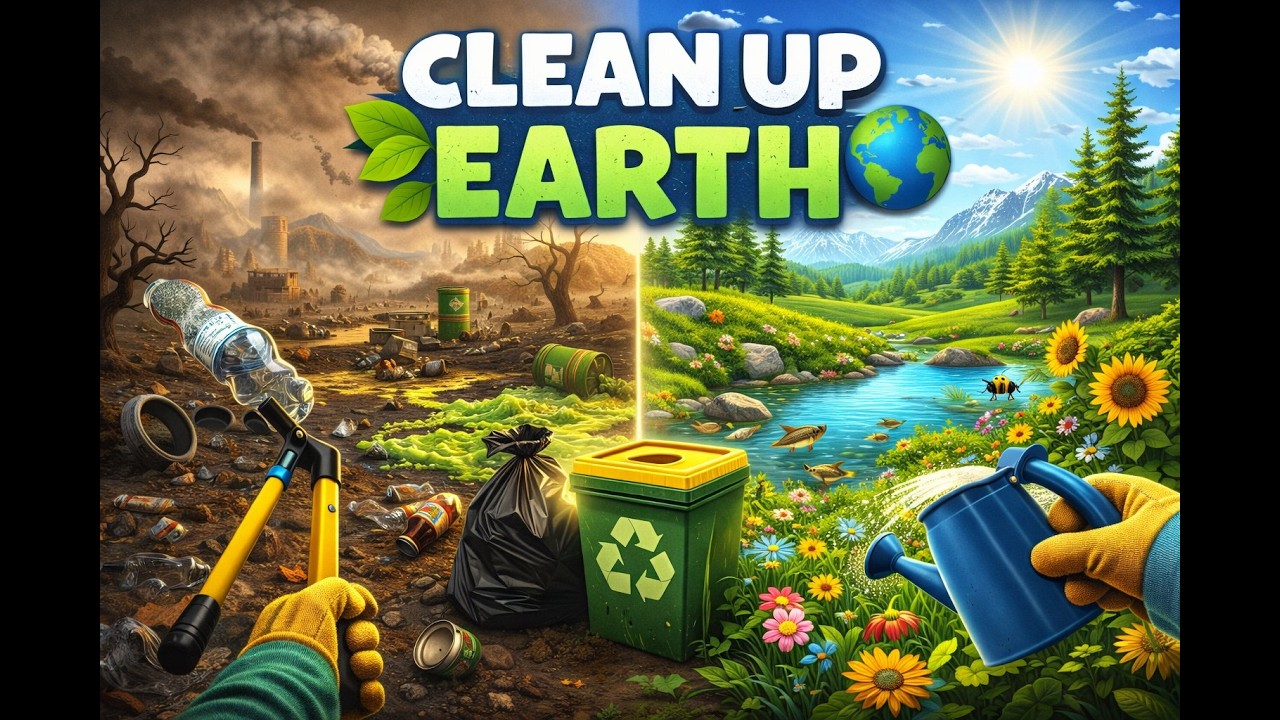 Time to clean the earth in Clean up Earth!
