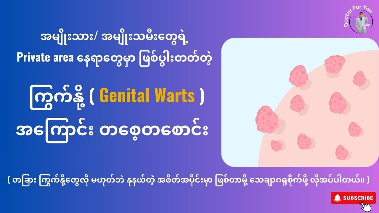 မျိုးပွါးလိင်အင်္ဂါ တဝိုက်မှာ အဖြစ်များတဲ့ ကြွက်နို့ ရောဂါ ( Genital Warts ) အကြောင်း တစေ့တစောင်း