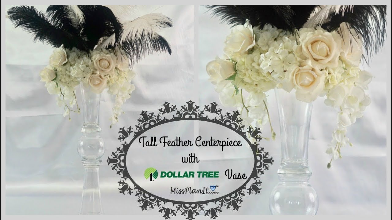 Tall Feather Fun Centerpiece with $3 Dollar Tree Vase | Tall Wedding Centerpiece | Dollar Tree DIY
