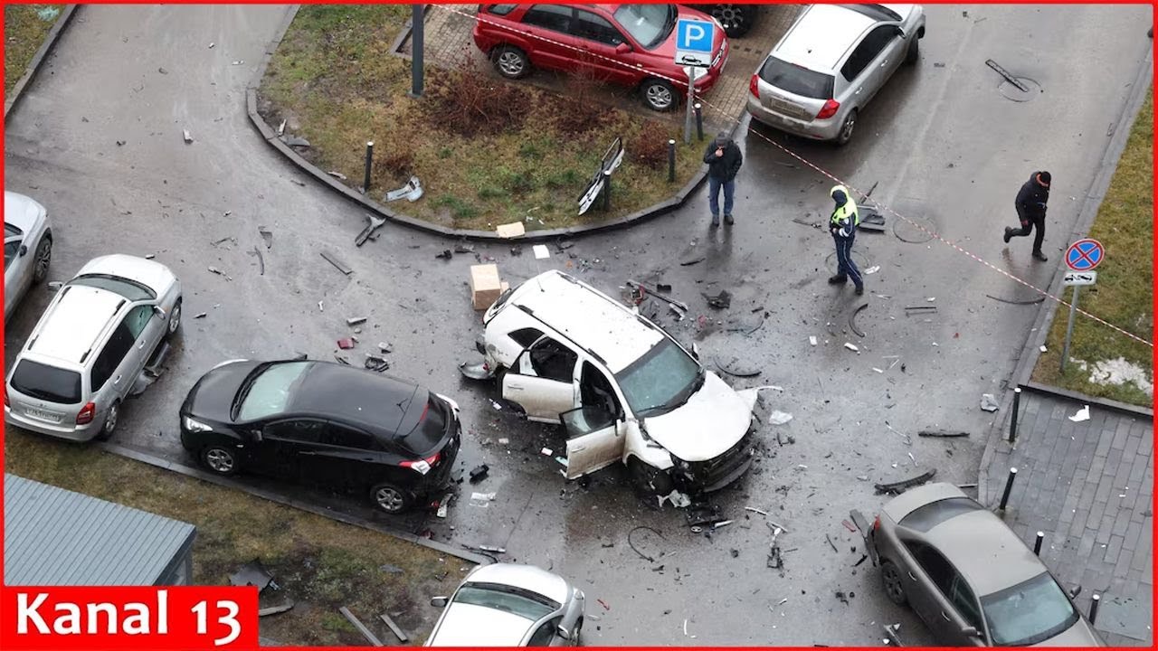 Aftermath of car bombing in Moscow which killed Russian general