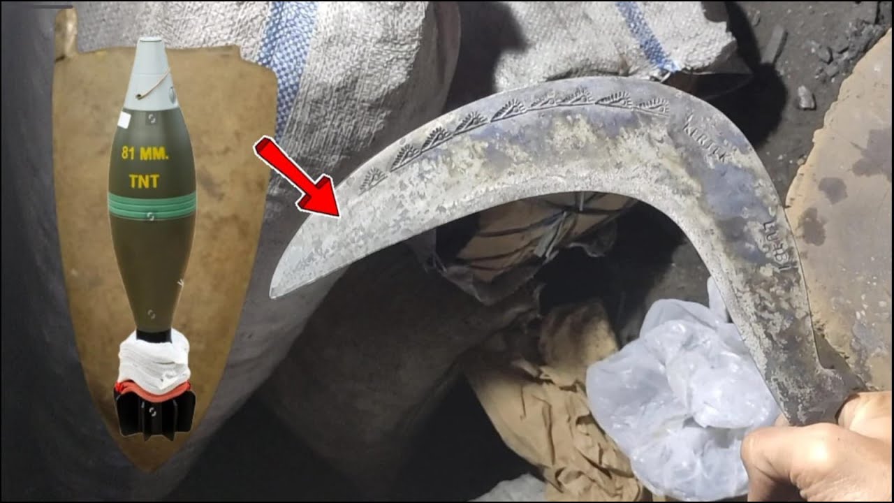 Amazing!!! Dari baja mortir bekas menjadi arit/sabit isen super | Arit cap Thoriq original 