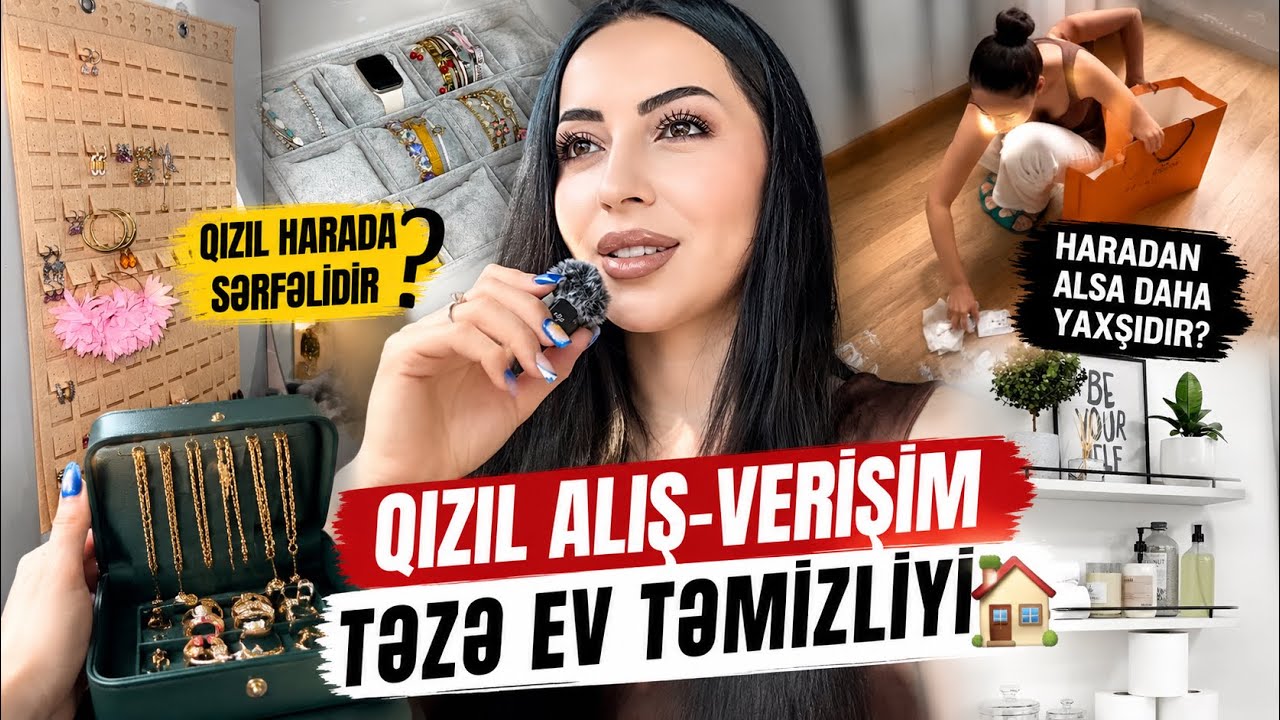 QIZIL HARDA UCUZDU?? 🇦🇿 Həhayət aldığ 💍 Təzə evdə TƏMİZLİK 🩶 VLOG Ayka 14
