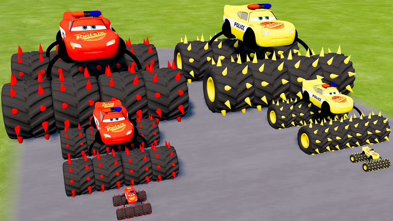 Big & Small McQueen Police VS Train | BeamNG.drive