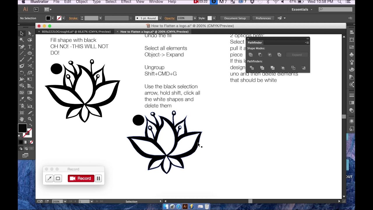 How to flatten your logo with the pathfinder tool
