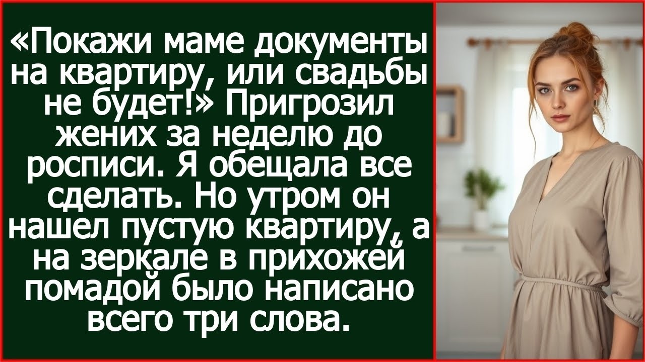 «Покажи маме документы на квартиру, или свадьбы не будет!» Пригрозил жених за неделю до росписи..