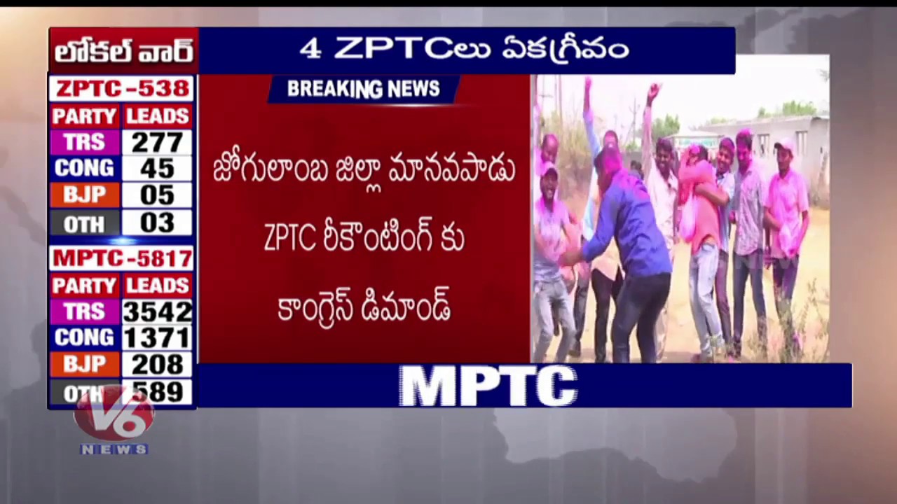 TRS Josh Continues In ZPTC Counting In Medak | TS Local Body Results 2019 |  V6 News
