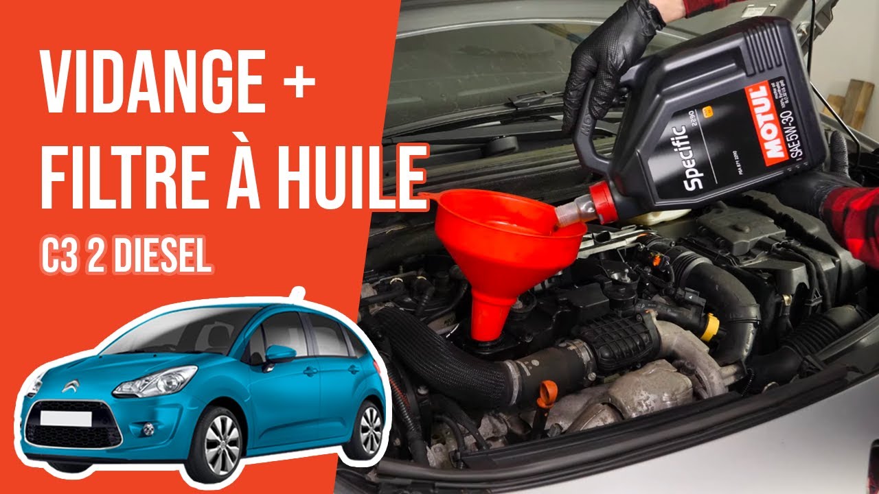 Vidange et changement du filtre à huile Citroën C3 2 1.4 HDI 🛢