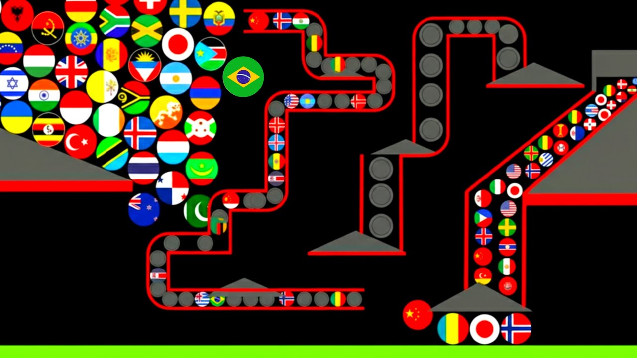 55 Countries Marble Race In Algodoo