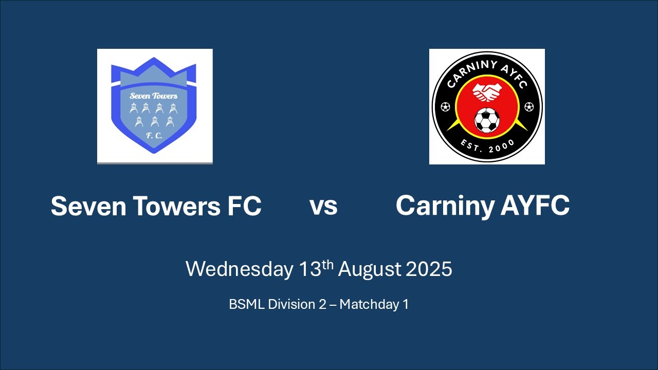 D2 (1) Seven Towers FC vs Carniny AYFC - Wednesday 13th August 2025