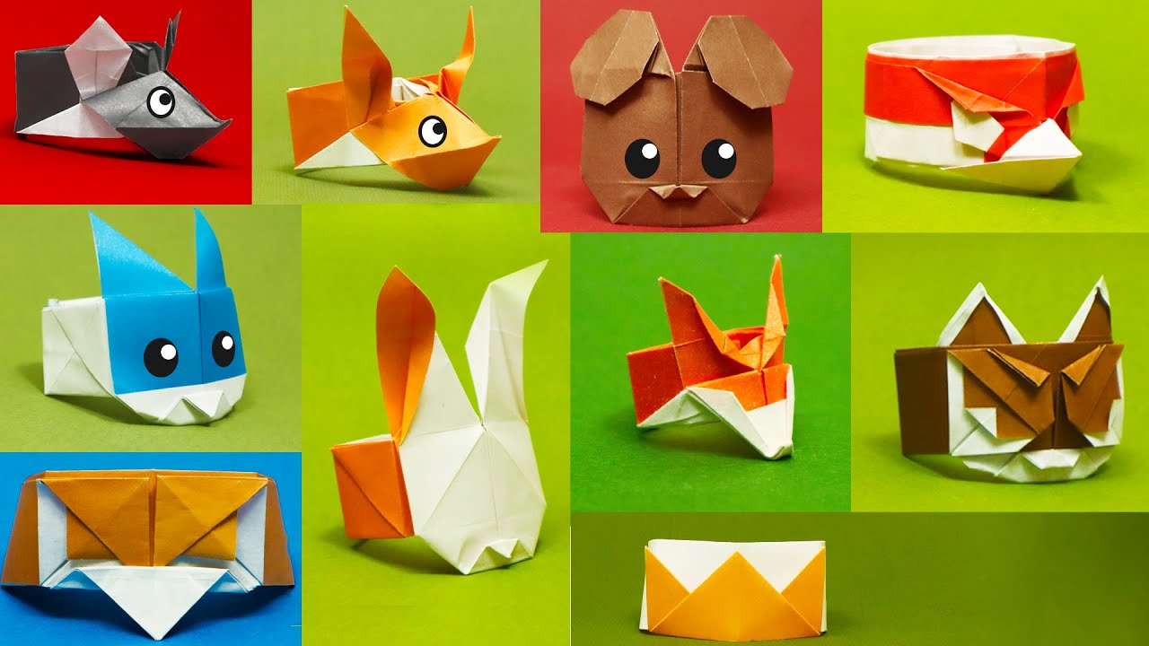 🔥 10 EASY ORIGAMI PAPER ANIMALS RINGS (Yakomoga) | Paper rings WITHOUT GLUE