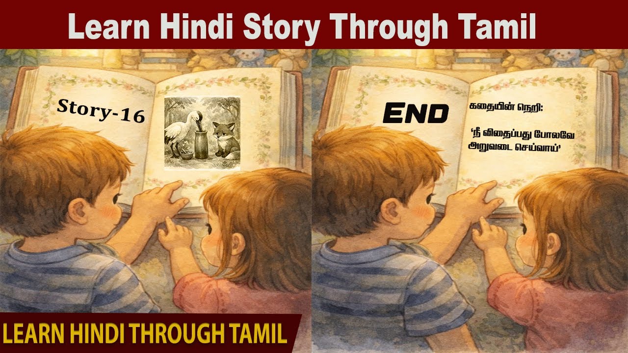 Learn Hindi Through Story|Fox and crane| Story-16| @Hindi with Vino