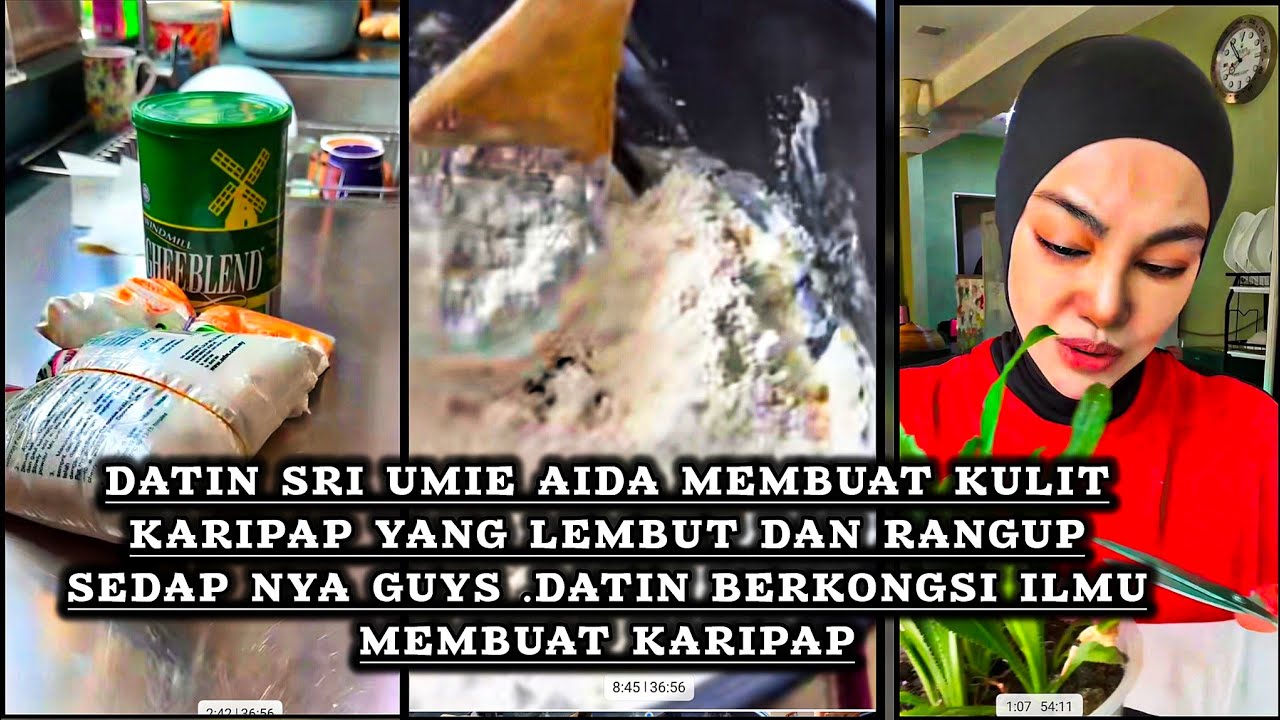 Datin Sri umie Aida bancuh tepung untuk membuat kulit karipap yang sedap dan Rangup jomtonton guys