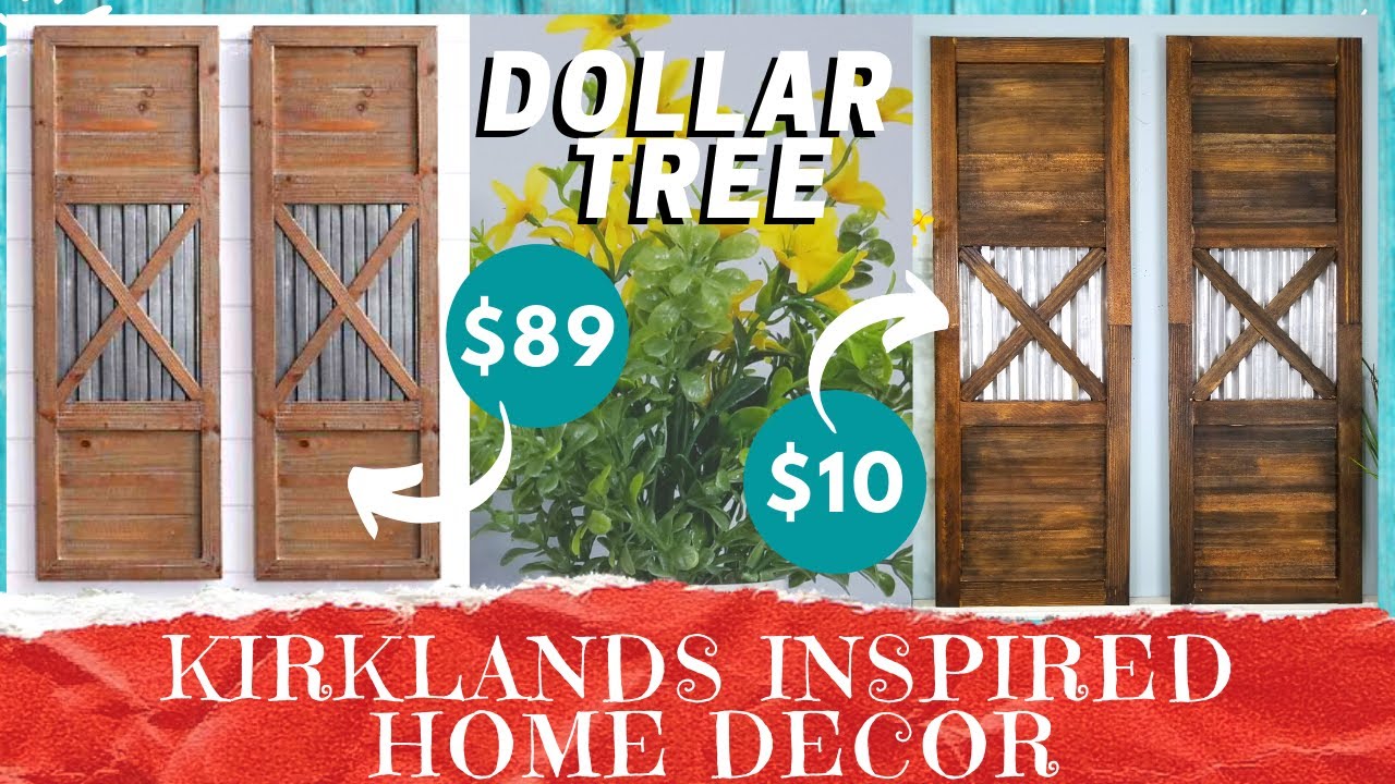 DIY WOOD SHUTTER WALL DECOR | Dollar Tree Faux Corrugated Galvanized Metal | Farmhouse Look For Less