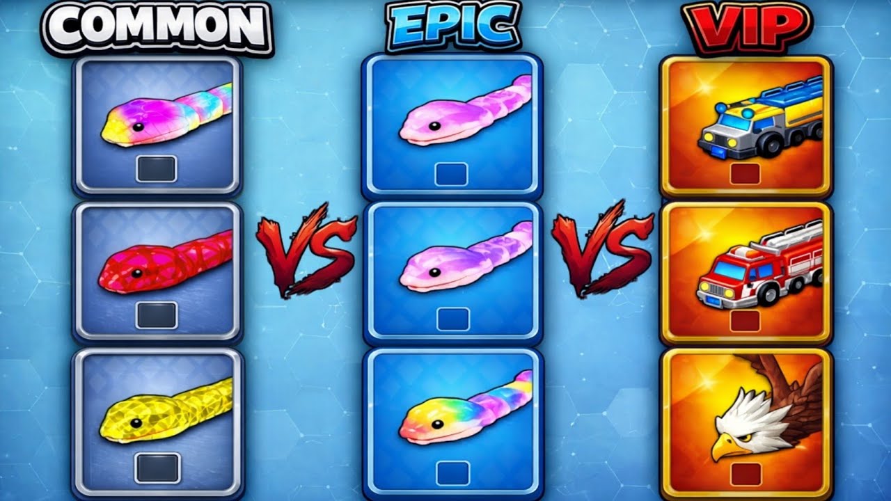 All Snake Skins Compared! COMMON vs EPIC - Snake Clash.io Battle! #gamingvideos 