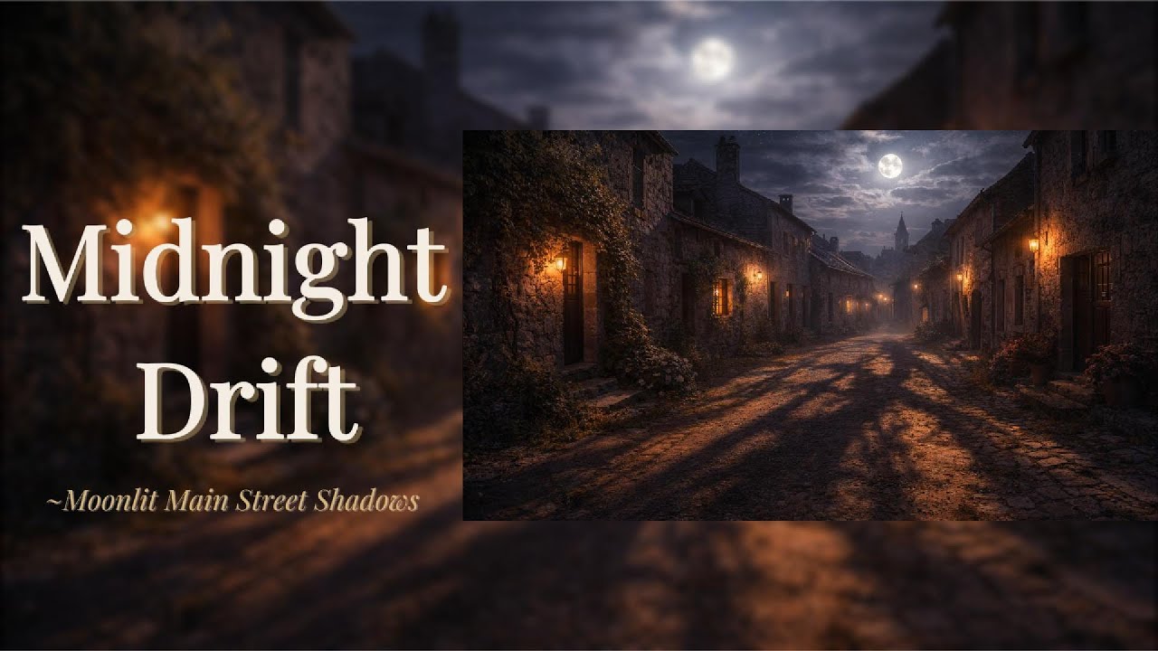 Gentle Rain at Night for Peaceful Sleep — Moonlit Main Street Shadows
