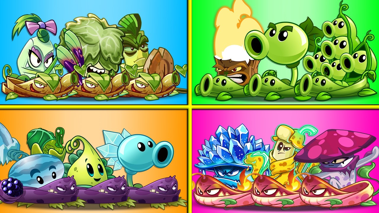 Битва 4 команд растений &mdash; кто победит? &mdash; Испытание PvZ 2