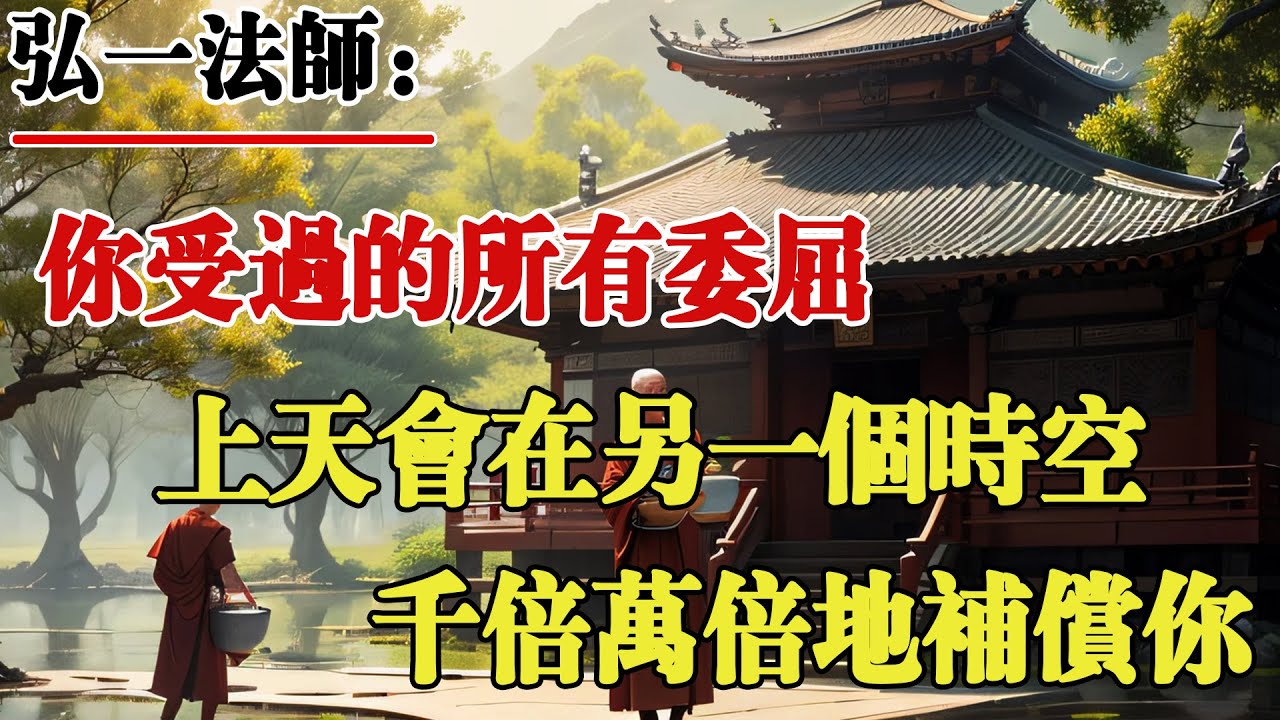 弘一法師：妳受過的所有委屈，上天都會在另壹個時空，千倍萬倍地補償妳！
