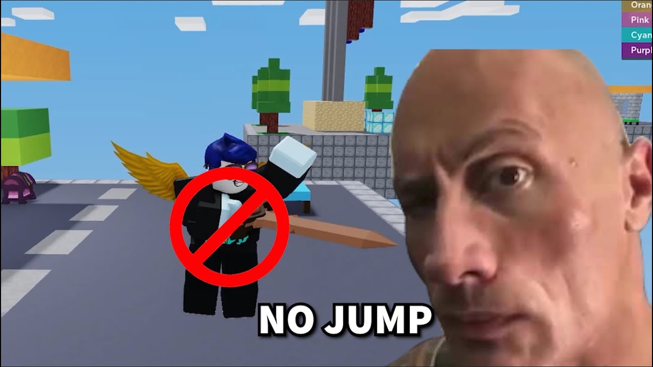 Roblox Bedwars but I can't jump.