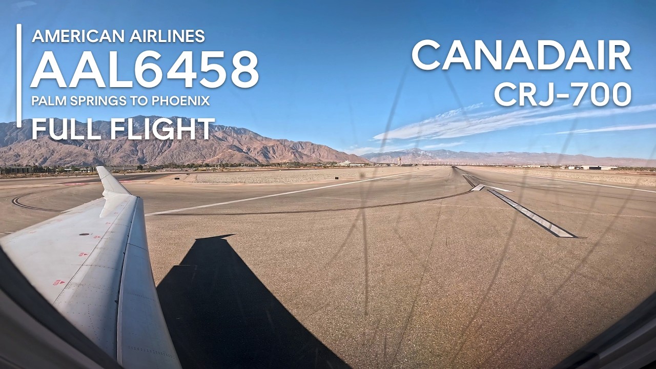 FULL FLIGHT [4K]: Palm Springs to Phoenix | American Airlines AAL6458 - Canadair CRJ700 - PSP to PHX