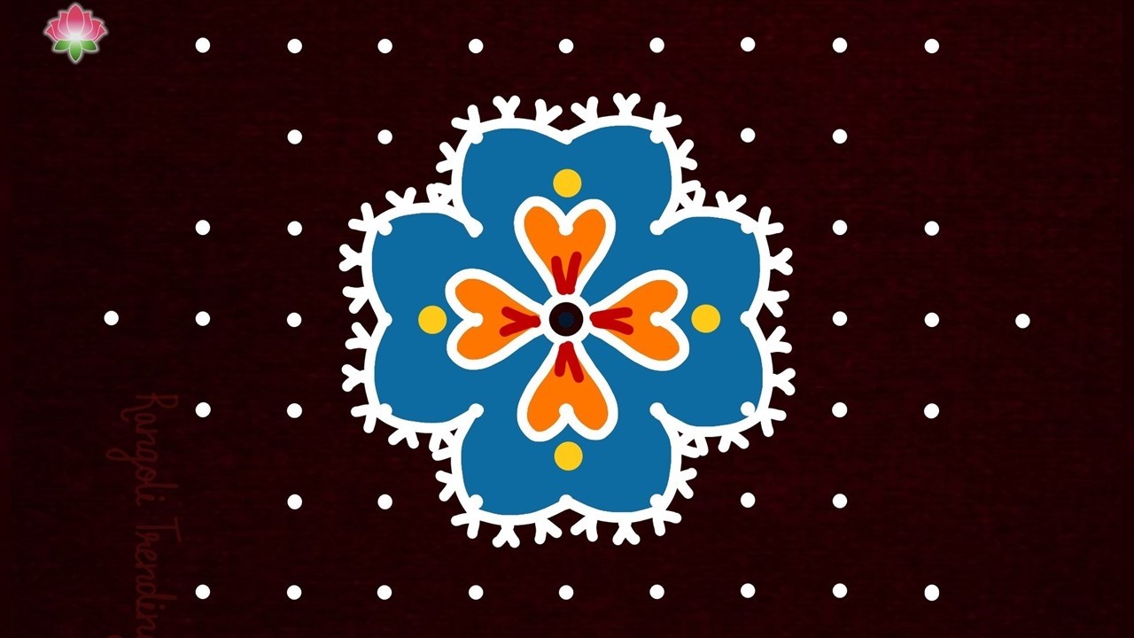 Easy Flower Rangoli Design🌺Ugadi New Rangoli Trending🌺Special Festival Rangoli