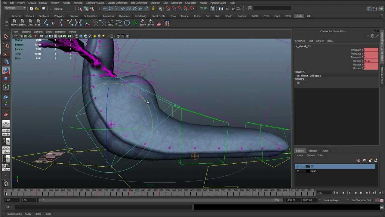 61 - Back ribbon and skinning (Cartoon character rigging series)