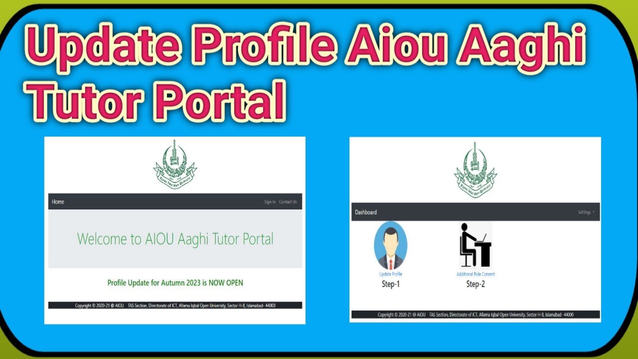 Update Profile Aiou Aaghi Tutor Portal