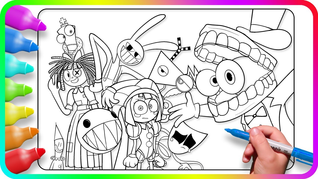 Satisfying Coloring Pages The AMAZING DIGITAL CIRCUS. Coloring characters from digital circus show