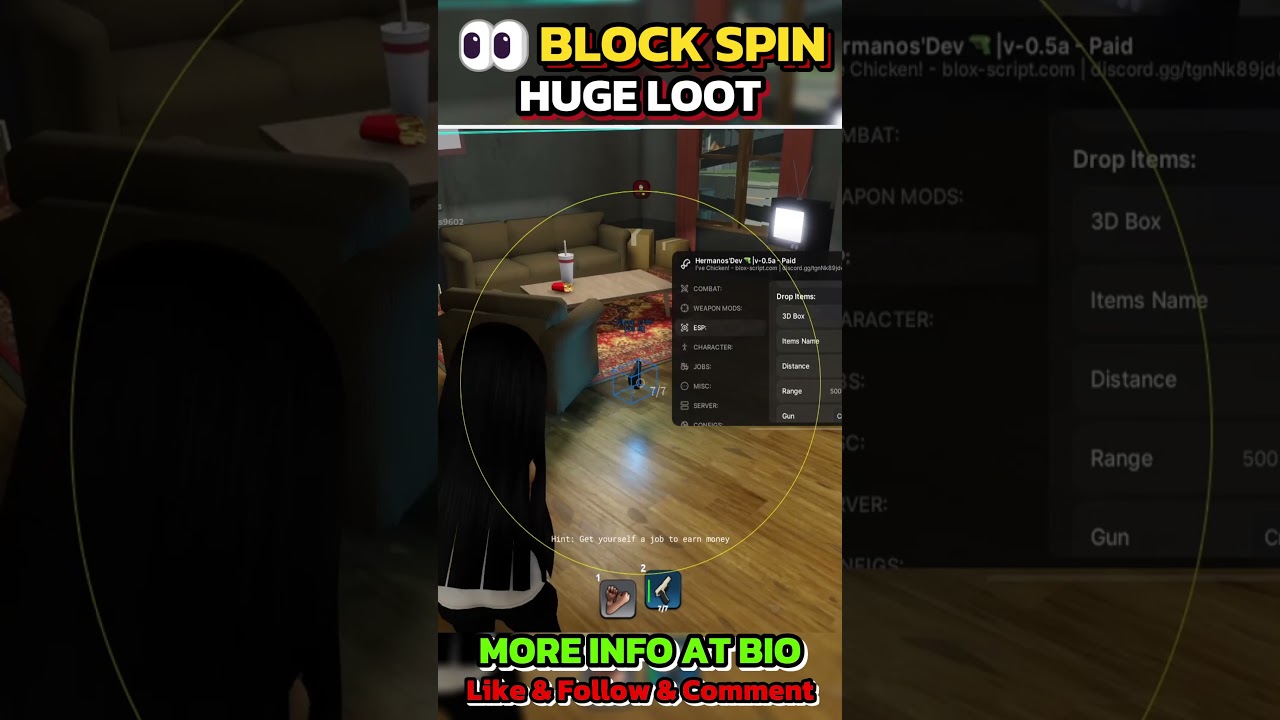 🔥 Block Spin Huge Loot Full Pack of Gun 💊 #blockspin #robloxscript