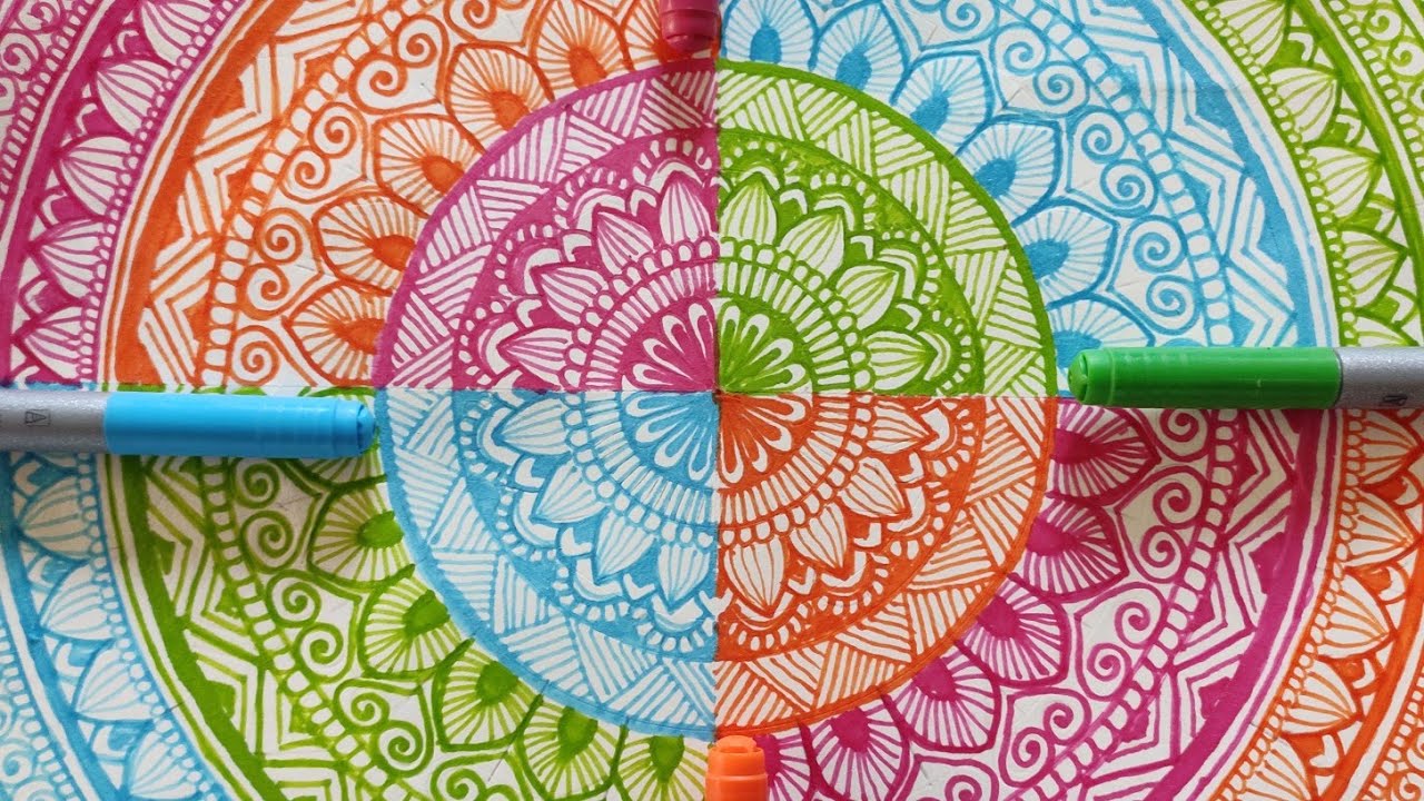 How to Draw MANDALA ART for Beginners | Colourful Mandala Art | Step by Step | with Sketch Pens | #4