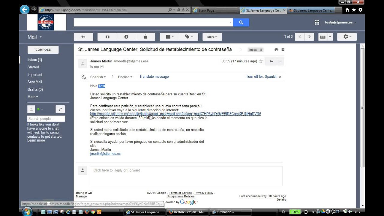 Reestablecer la Contrase&ntilde;a en Moodle