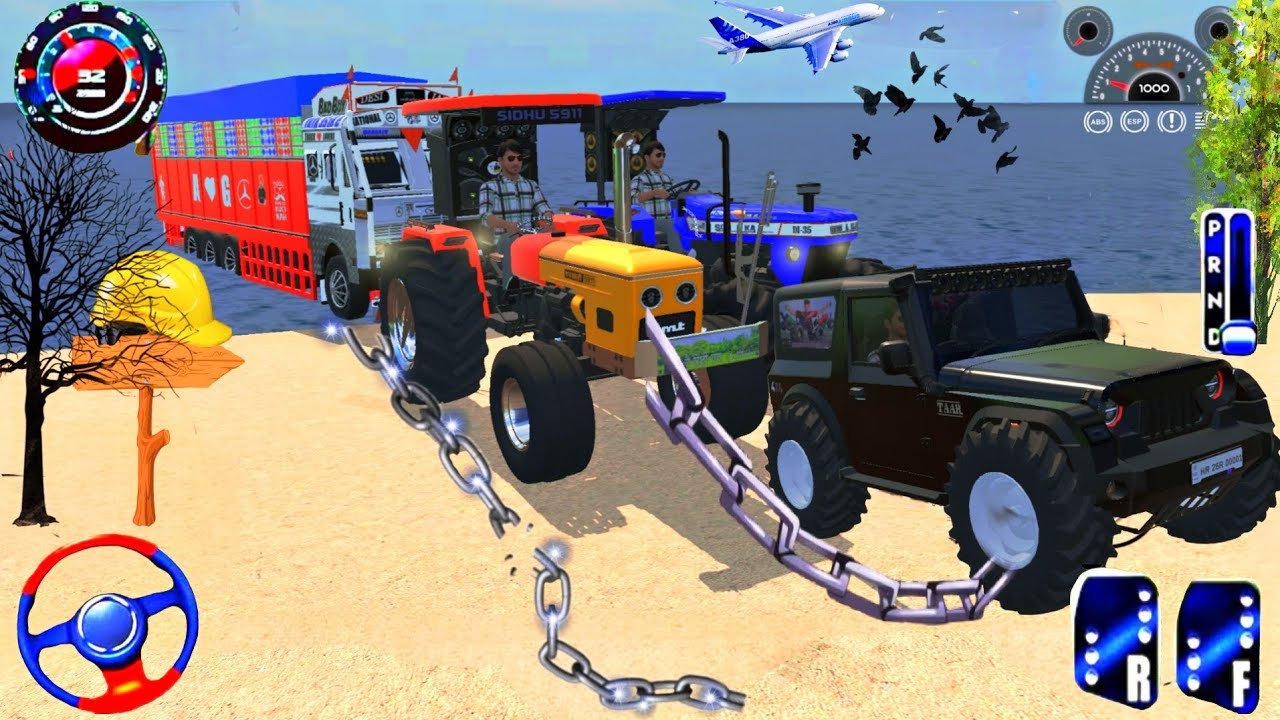 Indian Truck stuck in sea and Tractors and Thar rescued the truck from sea