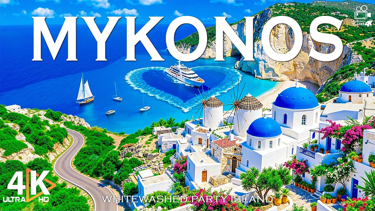 Mykonos Summer 4K ☀️ White Villages, Windmills & Aegean Blue Beaches | Video 4K UHD | Travel Video