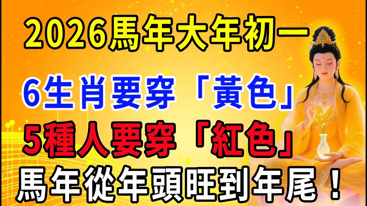 2026馬年大年初一！6生肖記得穿黃色！5種人要穿紅色！新年開好頭，連旺一整年！#易學 #大年初一 #運勢 #生肖