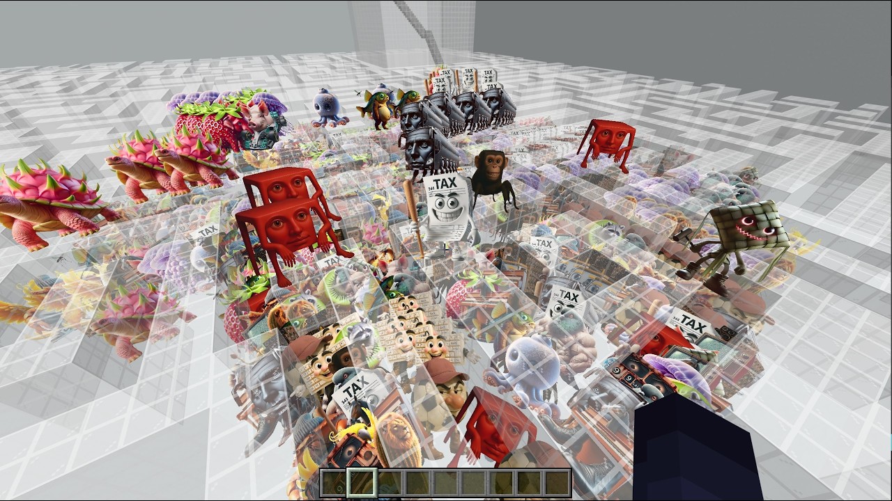Too Much ALL New Cursed Brainrot Nextbots in NEW GLASS GMOD MAZE in Minecraft PE
