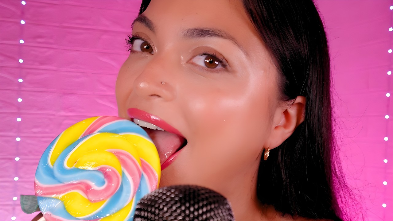 ASMR Giant Lollipop 🍭 Rainbow 🌈 | Extreme Mouth Sounds & Tingles , Licking , Sucking and much more 💋
