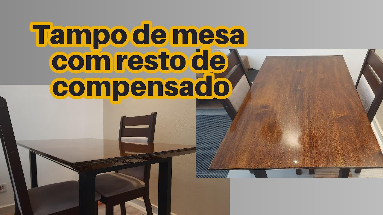 Fazendo um tampo de mesa novo com resto de compensado e resina.