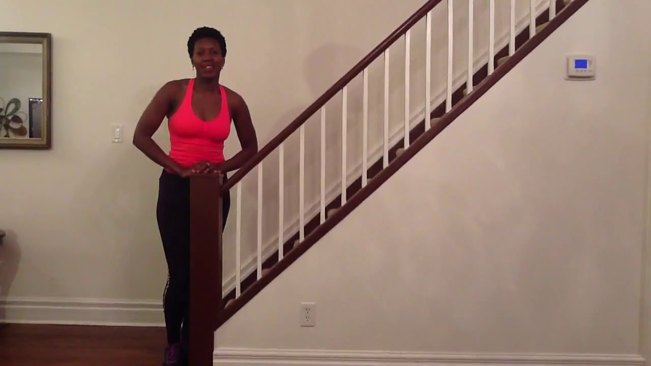 Cathy Morenzie - 5 minute beginner cardio. workout using your staircase