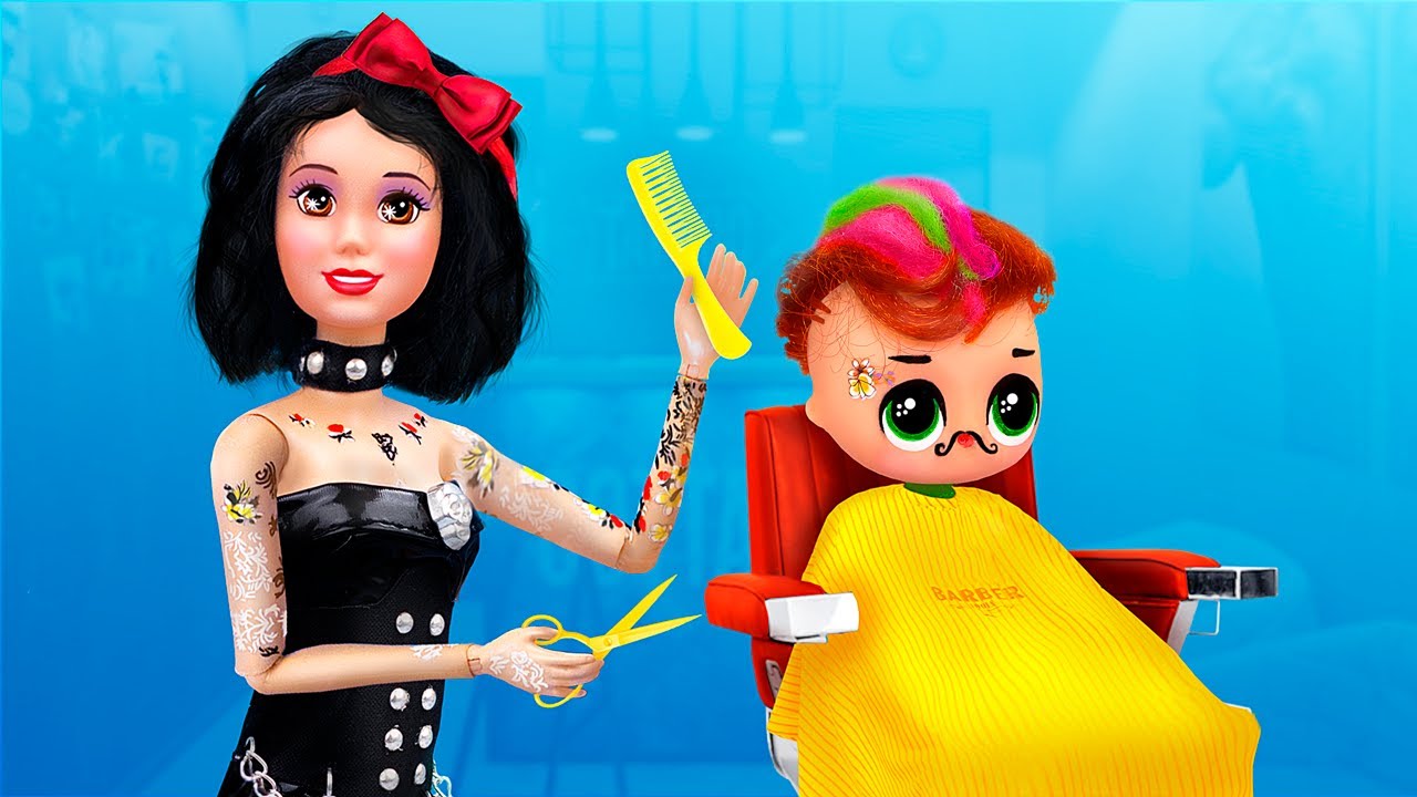 12 Pomysł&oacute;w i Lifehack&oacute;w DIY dla Barbie/ Kr&oacute;lewna Śnieżka Fryzjerka
