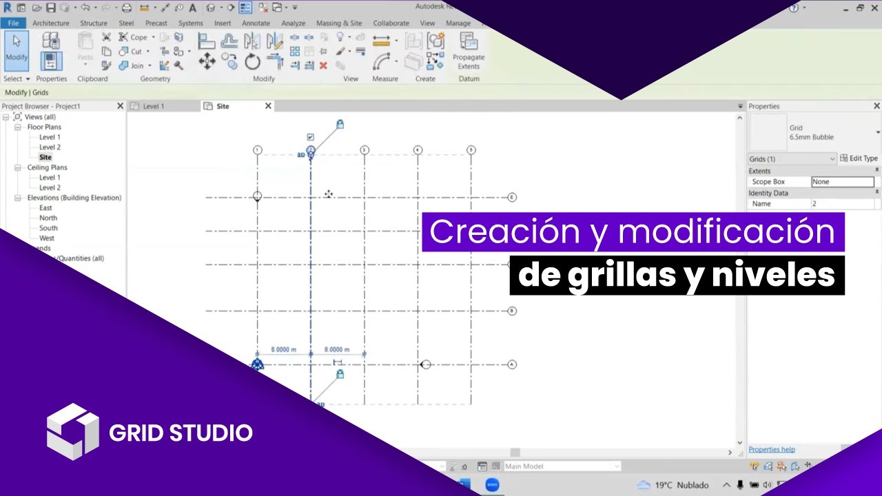 Учебное пособие по Revit — создание и изменение сеток и уровней | Grid Studio
