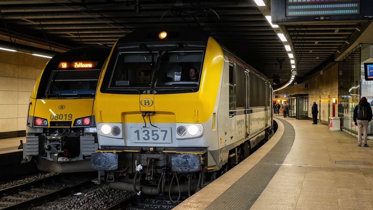 SNCB HLE13, 1357 departing Brussels Schuman